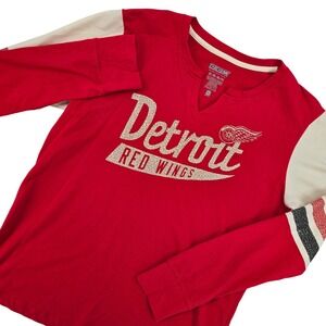 CCM XL Detroit Red Wings Long Sleeve Shirt Womens Sporty Vintage Red